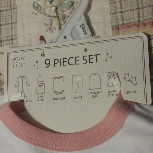 Pink Baby Outfit Set with Rainbow Bib - Picture 3 of 9